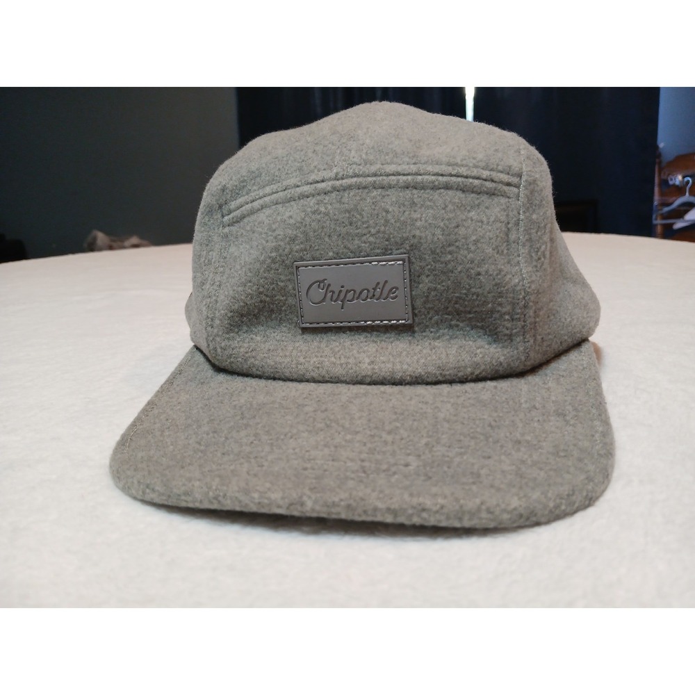 Chipotle Goods 5-Panel Camper Hat Gray Wool Blend Camp Cap Anthem Branding Logo